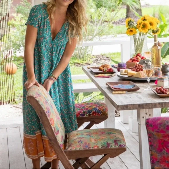 Natural Life Midi Dress NWT Pockets Avery Button Front Jade Floral Boho XL - Picture 3 of 13